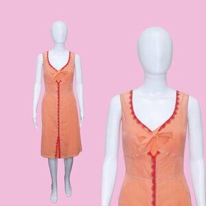 Y2K. 1930s Style. PHILOSOPHY Di ALBERTA FERRETTI Coral Orange Sleeveless Dress w